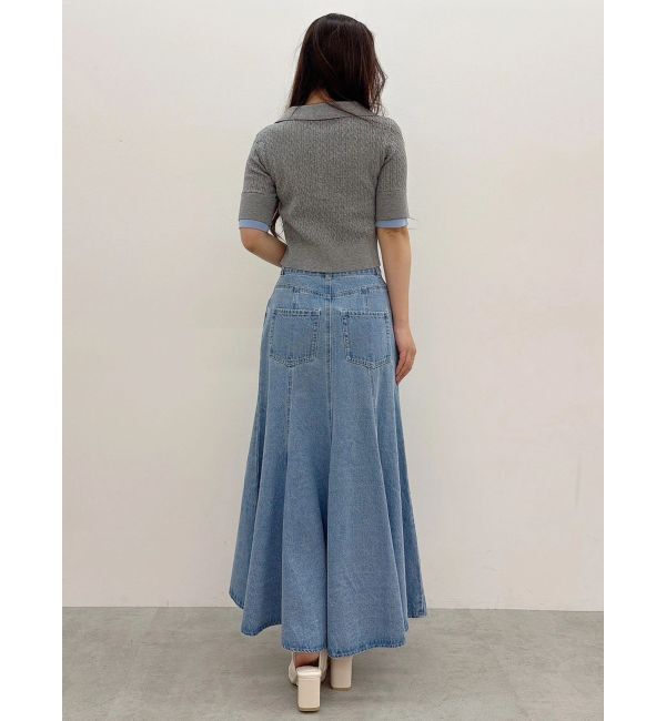 MERCURYDUO「デニムイレギュラーヘムフレアスカート」|スカート|