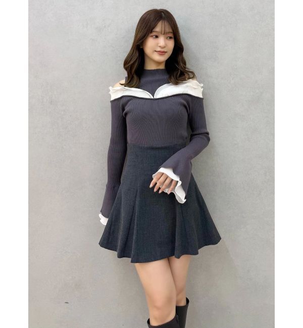 MERCURYDUO「プリーツフリル使いニット」|ニット・セーター|
