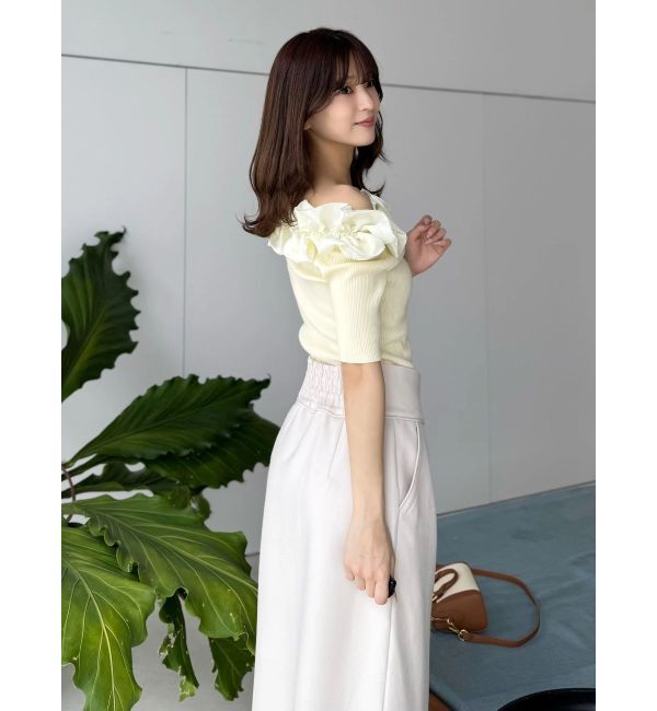 MERCURYDUO「2WAY異素材ランダムラッフルニット」|ニット・セーター|