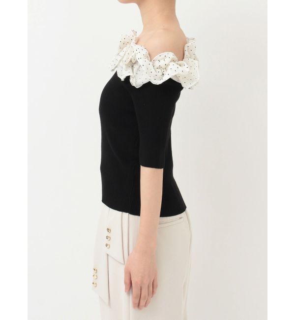 MERCURYDUO「2WAY異素材ランダムラッフルニット」|ニット・セーター|