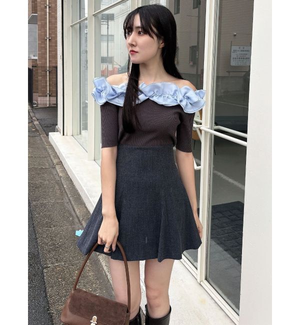 MERCURYDUO「2WAY異素材ランダムラッフルニット」|ニット・セーター|