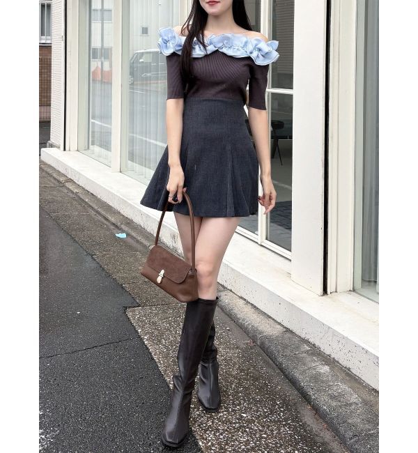 MERCURYDUO「2WAY異素材ランダムラッフルニット」|ニット・セーター|