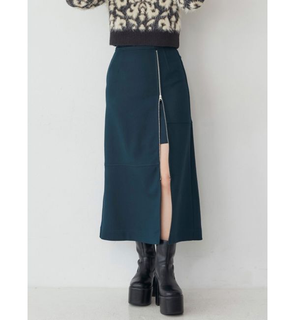 MURUA「ジップスリットAラインスカート」|スカート|グリーン