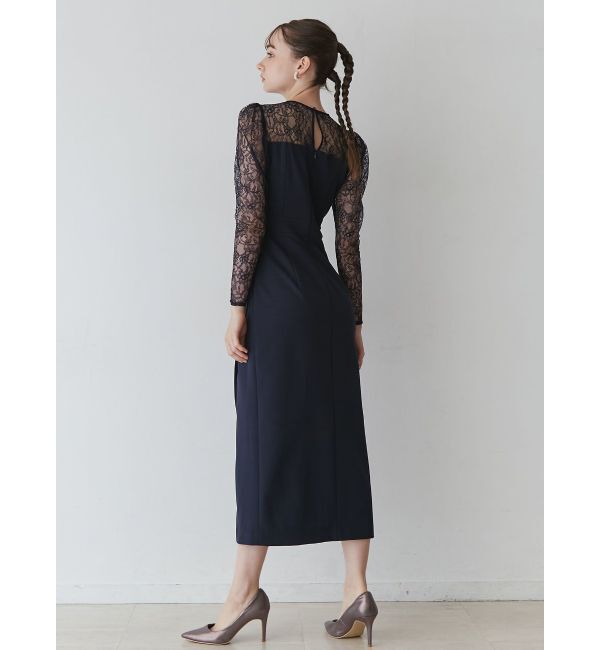 LAGUNAMOON「【WEB限定】LADYスリーブレースカッティングドレス」|ワンピース|