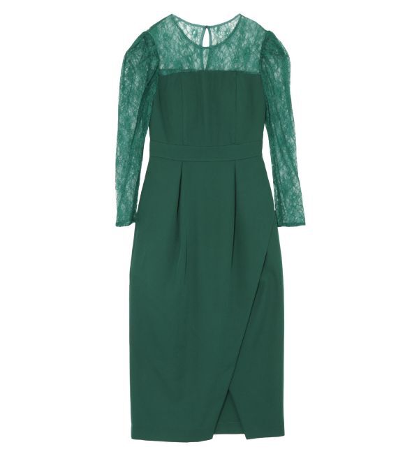 LAGUNAMOON「【WEB限定】LADYスリーブレースカッティングドレス」|ワンピース|グリーン