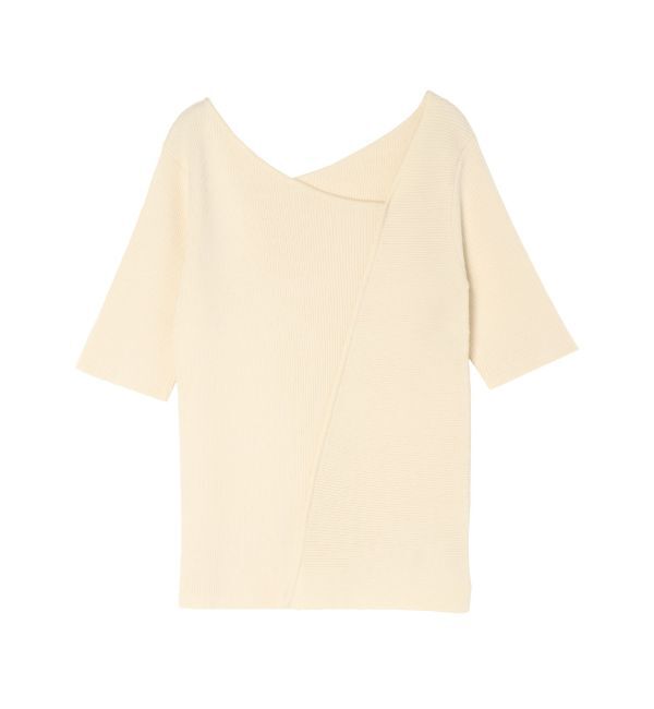 LAGUNAMOON「アシンメトリーリブスリットニットプルオーバー」|ニット・セーター|アイボリー