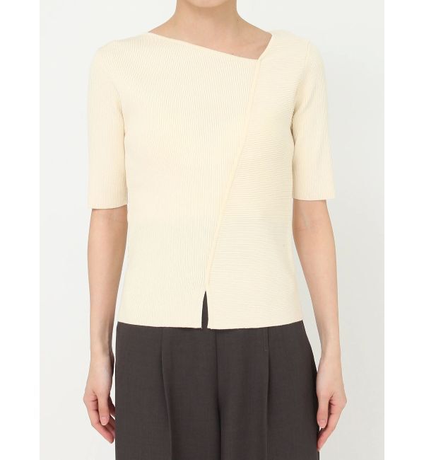 LAGUNAMOON「アシンメトリーリブスリットニットプルオーバー」|ニット・セーター|