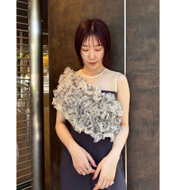 LAGUNAMOON「LADYチュールオフショルパンツドレス」|ワンピース|