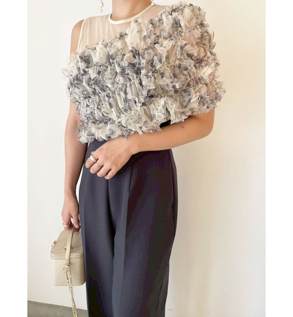 LAGUNAMOON「LADYチュールオフショルパンツドレス」|ワンピース|