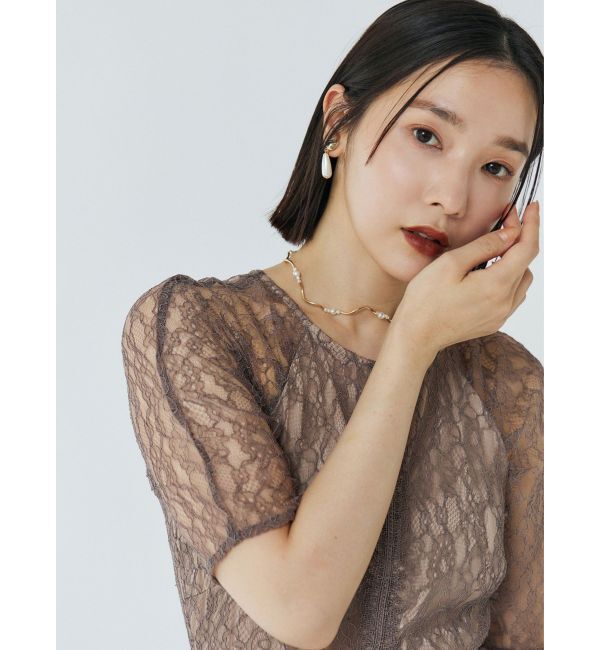 LAGUNAMOON「【復刻】LADYショルダーギャザーレースマキシワンピース」|ワンピース|