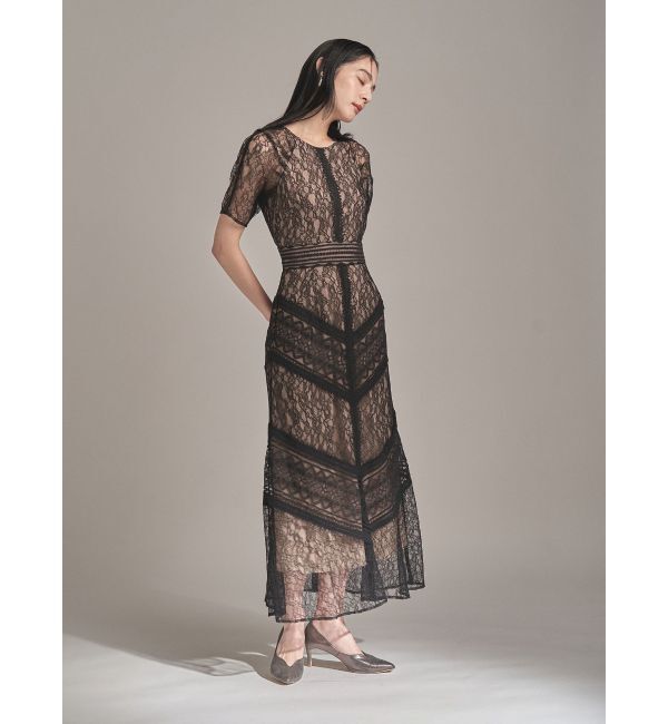 LAGUNAMOON「【復刻】LADYショルダーギャザーレースマキシワンピース」|ワンピース|