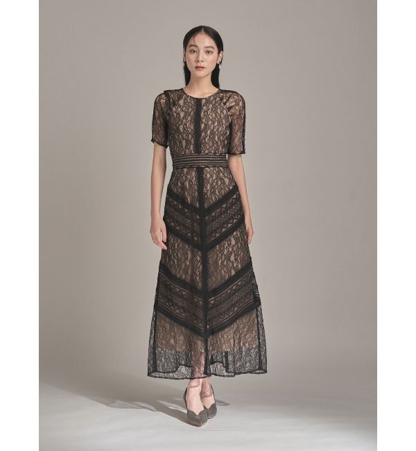 LAGUNAMOON「【復刻】LADYショルダーギャザーレースマキシワンピース」|ワンピース|