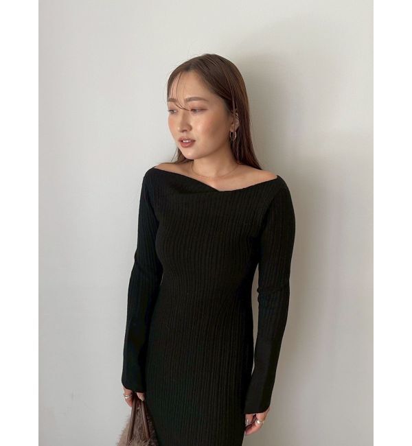 FACETASM デザインニットワンピース　アシンメトリー　日本製 アシンメトリーネックフレアニットワンピース（LAGUNAMOON）｜ルミネの