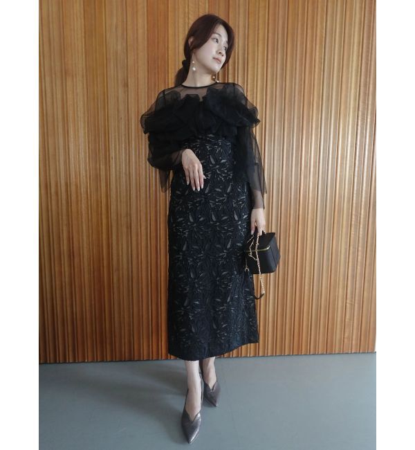 LAGUNAMOON「LADYボリュームチュールジャガードドレス」|ドレス|