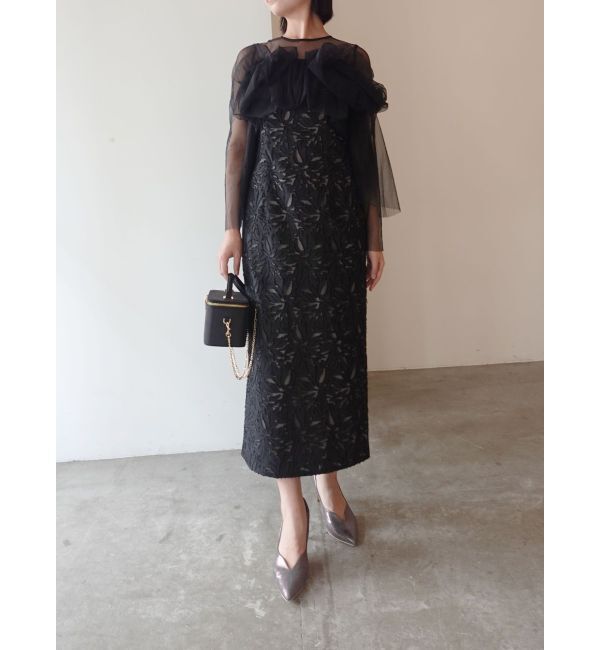 LAGUNAMOON「LADYボリュームチュールジャガードドレス」|ドレス|