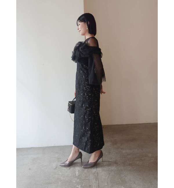 LAGUNAMOON「LADYボリュームチュールジャガードドレス」|ドレス|
