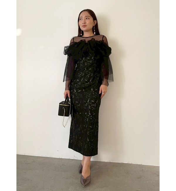 LAGUNAMOON「LADYボリュームチュールジャガードドレス」|ドレス|