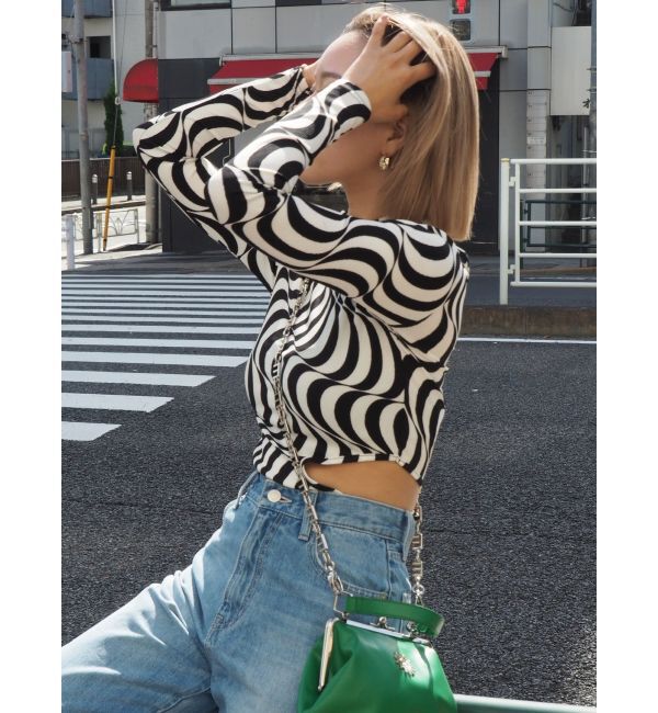 EVRIS「ウェーブパターンカットアウトトップス」|Tシャツ・カットソー|