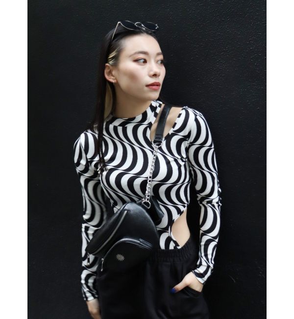EVRIS「ウェーブパターンカットアウトトップス」|Tシャツ・カットソー|