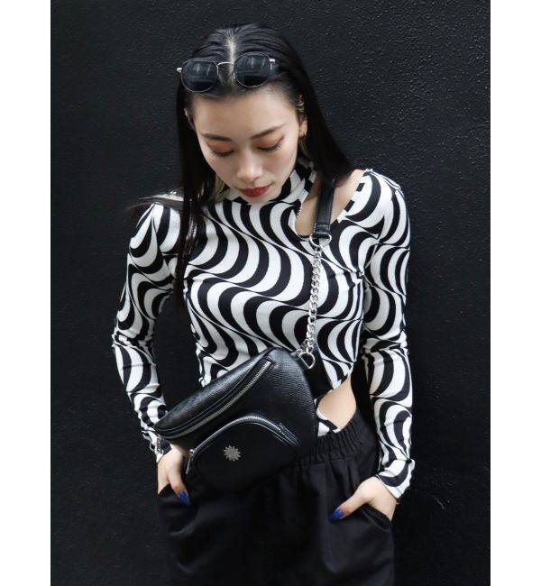 EVRIS「ウェーブパターンカットアウトトップス」|Tシャツ・カットソー|