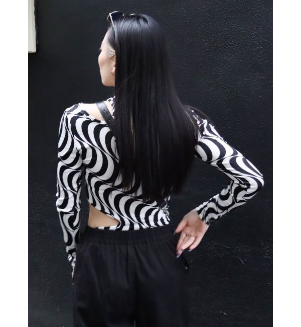 EVRIS「ウェーブパターンカットアウトトップス」|Tシャツ・カットソー|