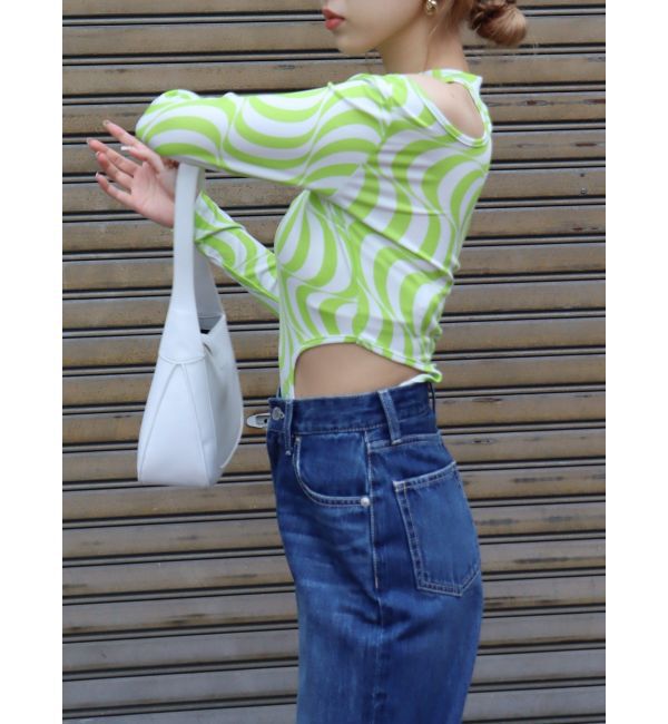 EVRIS「ウェーブパターンカットアウトトップス」|Tシャツ・カットソー|