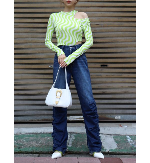 EVRIS「ウェーブパターンカットアウトトップス」|Tシャツ・カットソー|