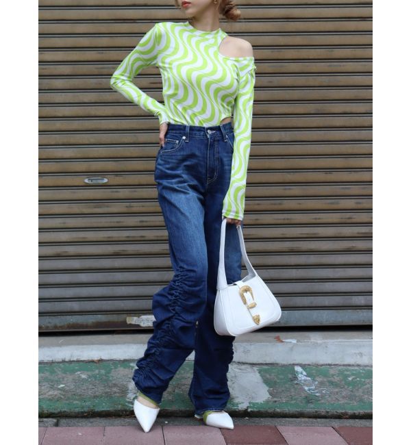 EVRIS「ウェーブパターンカットアウトトップス」|Tシャツ・カットソー|