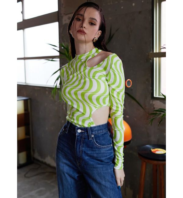 EVRIS「ウェーブパターンカットアウトトップス」|Tシャツ・カットソー|