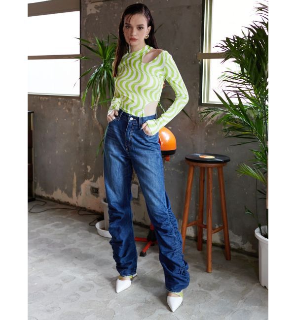 EVRIS「ウェーブパターンカットアウトトップス」|Tシャツ・カットソー|