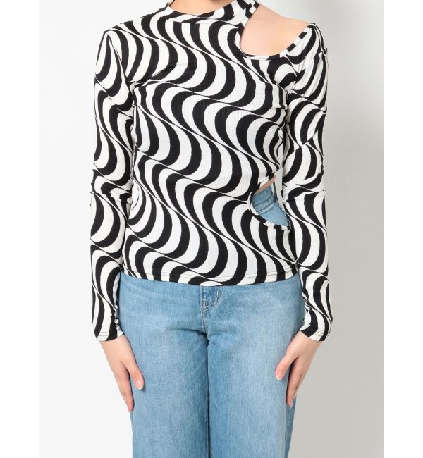 EVRIS「ウェーブパターンカットアウトトップス」|Tシャツ・カットソー|