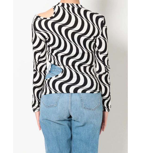 EVRIS「ウェーブパターンカットアウトトップス」|Tシャツ・カットソー|