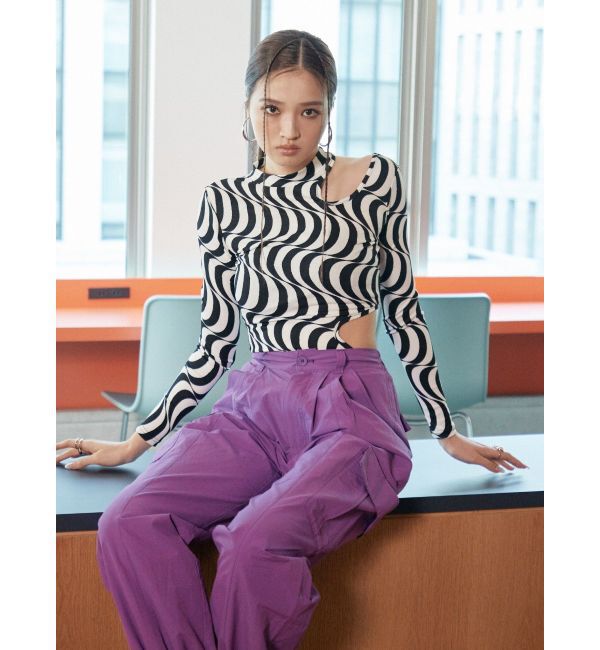 EVRIS「ウェーブパターンカットアウトトップス」|Tシャツ・カットソー|