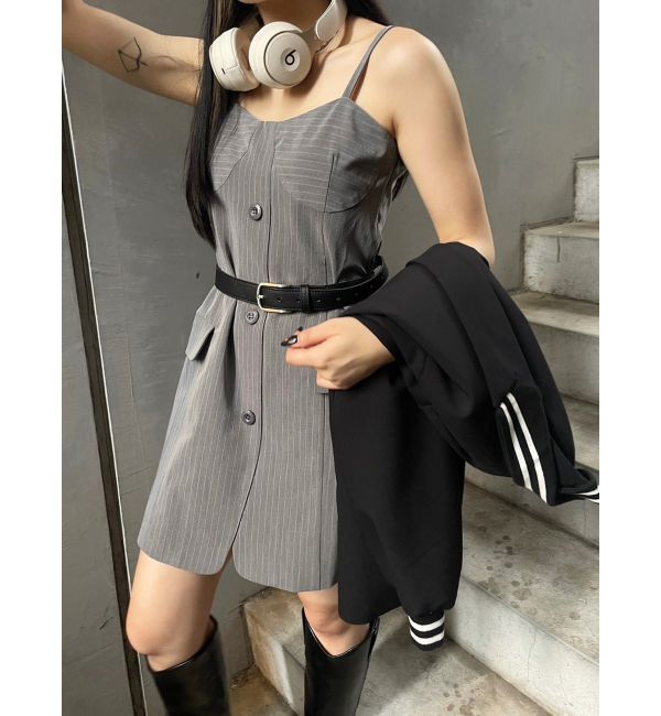 EVRIS「ストライプジャケットミニジャンスカ」|ワンピース|