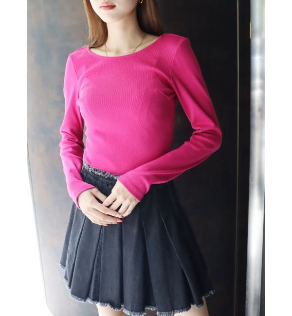 EVRIS「【WEB限定】バックオープンリブトップス」|Tシャツ・カットソー|