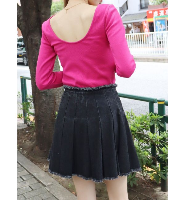 EVRIS「【WEB限定】バックオープンリブトップス」|Tシャツ・カットソー|