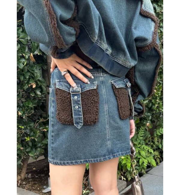 EVRIS「デニムボアミニスカート【セットアップ着用可能】」|スカート|インディゴ