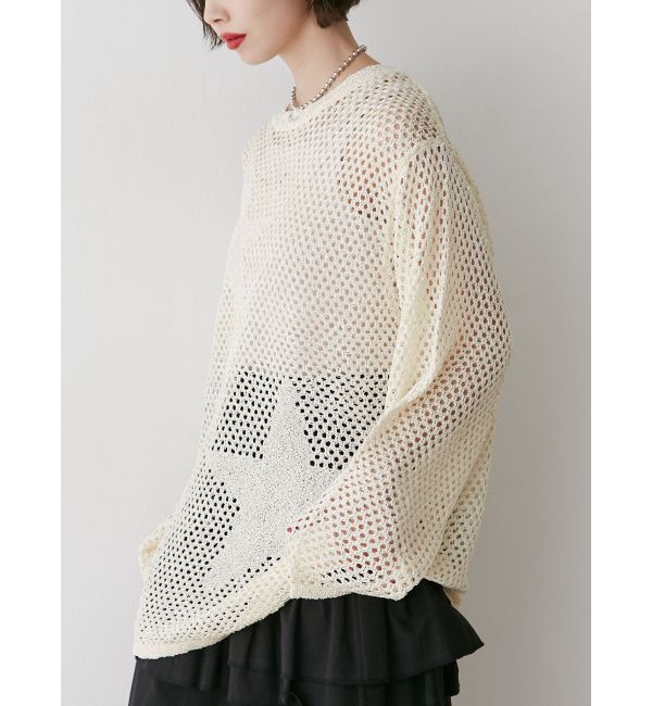 jouetie「スターモチーフメッシュニット」|ニット・セーター|アイボリー