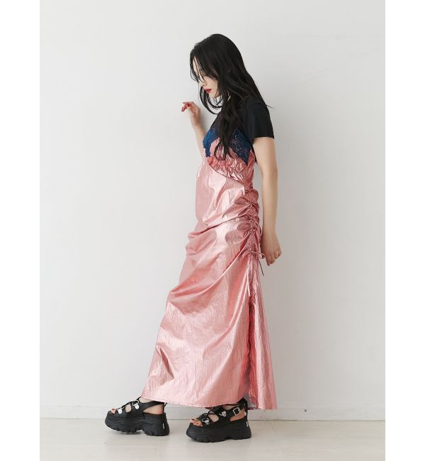 jouetie「メタリックレースキャミワンピース」|ワンピース|ピンク