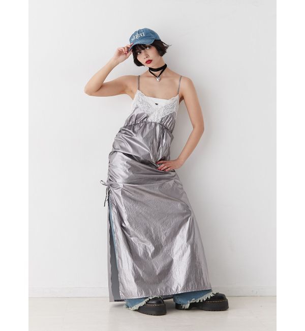 jouetie「メタリックレースキャミワンピース」|ワンピース|シルバー