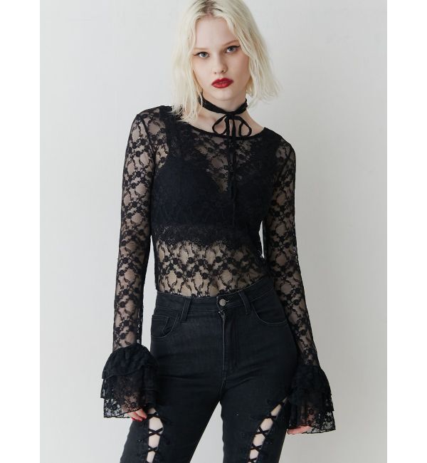 jouetie「フリルスリーブレーストップス」|Tシャツ・カットソー|