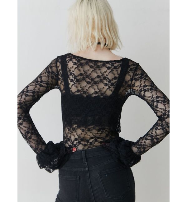 jouetie「フリルスリーブレーストップス」|Tシャツ・カットソー|