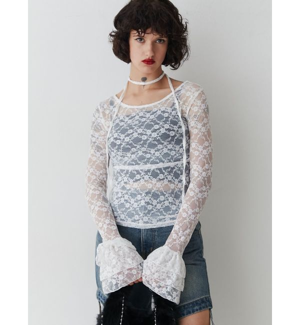 jouetie「フリルスリーブレーストップス」|Tシャツ・カットソー|