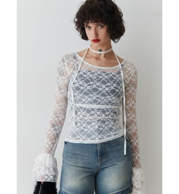 jouetie「フリルスリーブレーストップス」|Tシャツ・カットソー|