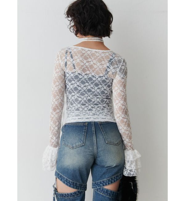 jouetie「フリルスリーブレーストップス」|Tシャツ・カットソー|