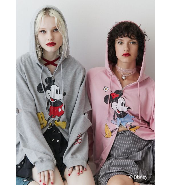jouetie「【ミッキー＆ミニー】ダブルZIPスリットフーディ【セットアップ対応】」|パーカー|