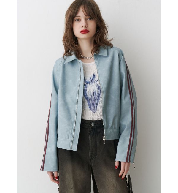 jouetie「フェイクレザーバイカーブルゾン【セットアップ対応】」|ブルゾン・スタジャン|