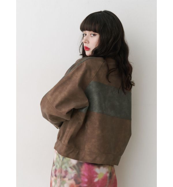 jouetie「フェイクレザーバイカーブルゾン【セットアップ対応】」|ブルゾン・スタジャン|