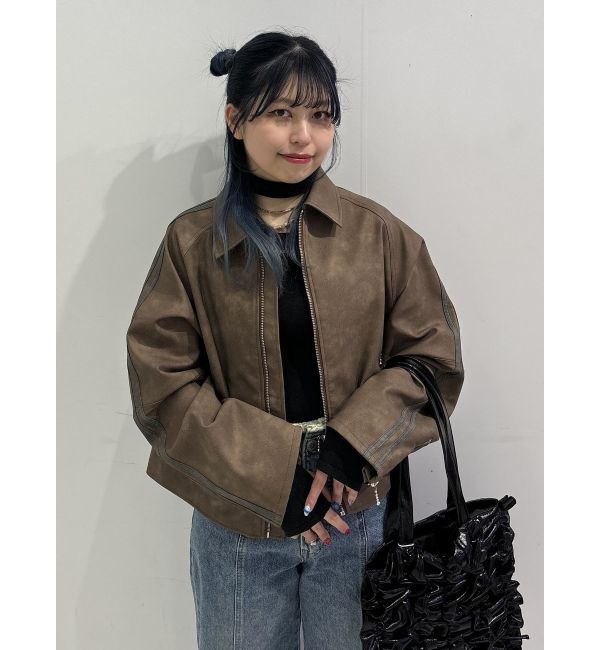 jouetie「フェイクレザーバイカーブルゾン【セットアップ対応】」|ブルゾン・スタジャン|