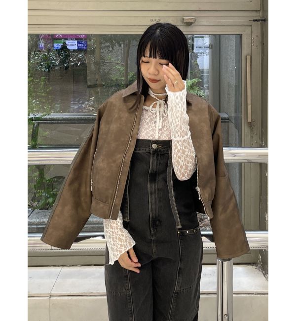 jouetie「フェイクレザーバイカーブルゾン【セットアップ対応】」|ブルゾン・スタジャン|